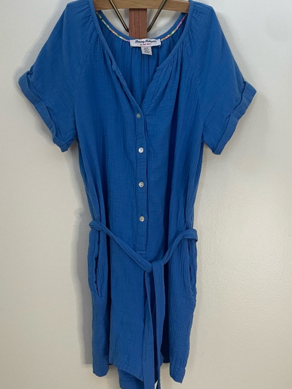 Tommy Bahama Island Soft 100% Cotton Romper in Cornflower Blue Size Small
